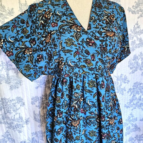 Sz S to M Kimono Sleeve Wrap Dress Blue NEW - Picture 8 of 10